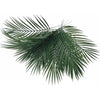 A cluster of artificial tropical palm and monstera leaves in various shades of green.
