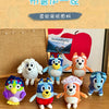A collection of various colorful plush toys featuring animals and characters for children.