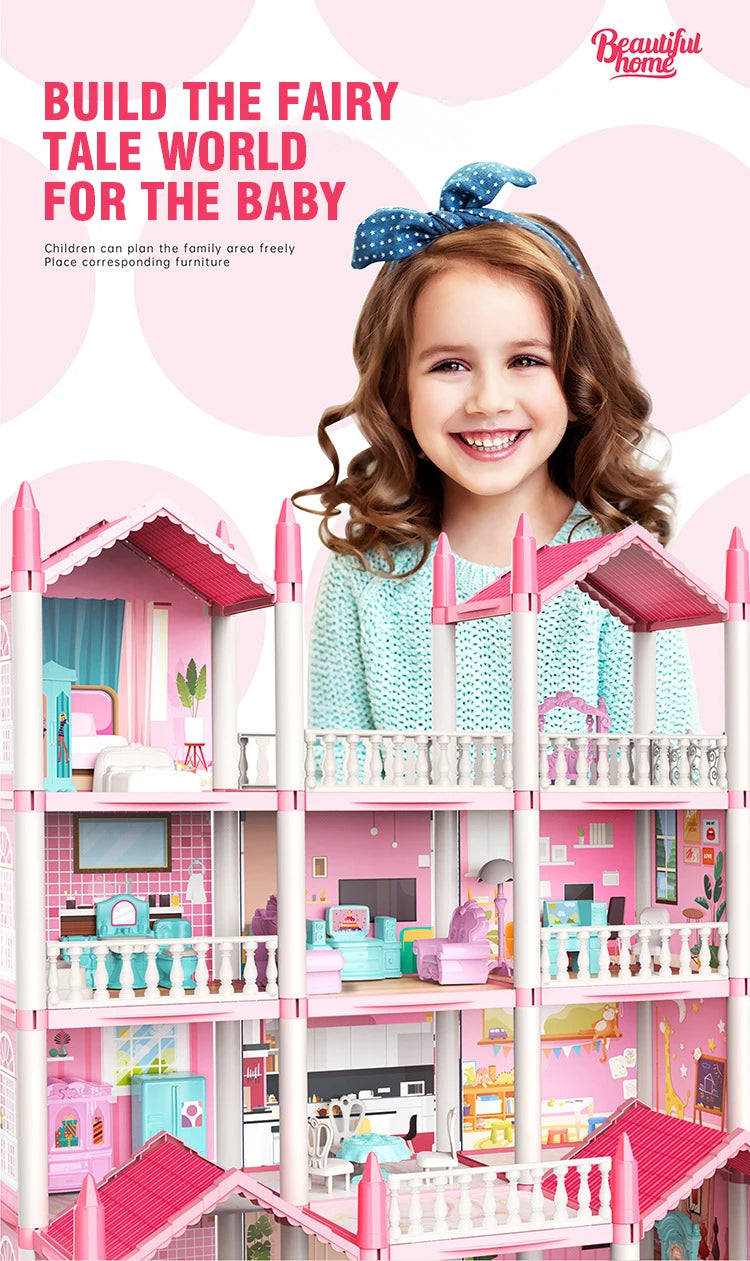 Dream Villa Dollhouse Playset with Furniture for Kids
