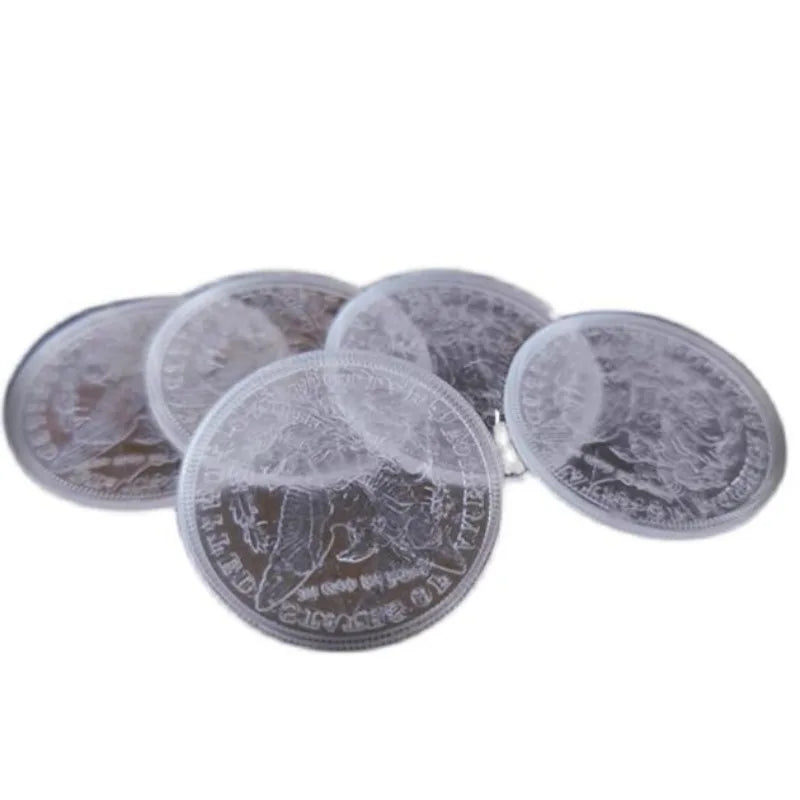 Transparent coin magic trick featuring a shell and video guide