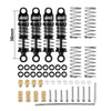 Set of heavy-duty big bore oil shocks for RC crawlers including shock bodies, springs, and mounting hardware