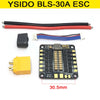 صندوق YSIDO BLS-30A ESC يتضمن لوحة تحكم للطيران وأسلاك وموصلًا أصفر.