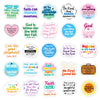 A collection of inspirational Bible verse decorative stickers featuring verses like With His Love, God Is Love, and Faith.