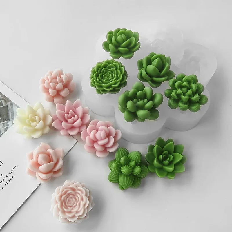 3D Succulent Flower Silicone Mold Set for Baking & Crafts