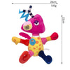 A purple plush toy resembling a character from The Amazing Digital Circus with striped hair and bright features.