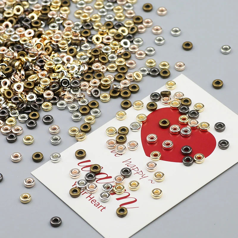 Rose Gold Plated Flat Round Spacer Beads for Jewelry Making