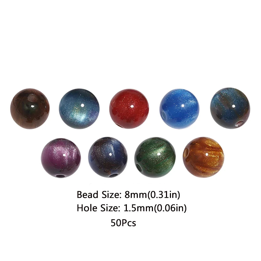 A set of 50 vibrant tiger eye resin beads in various colors and shades for jewelry making