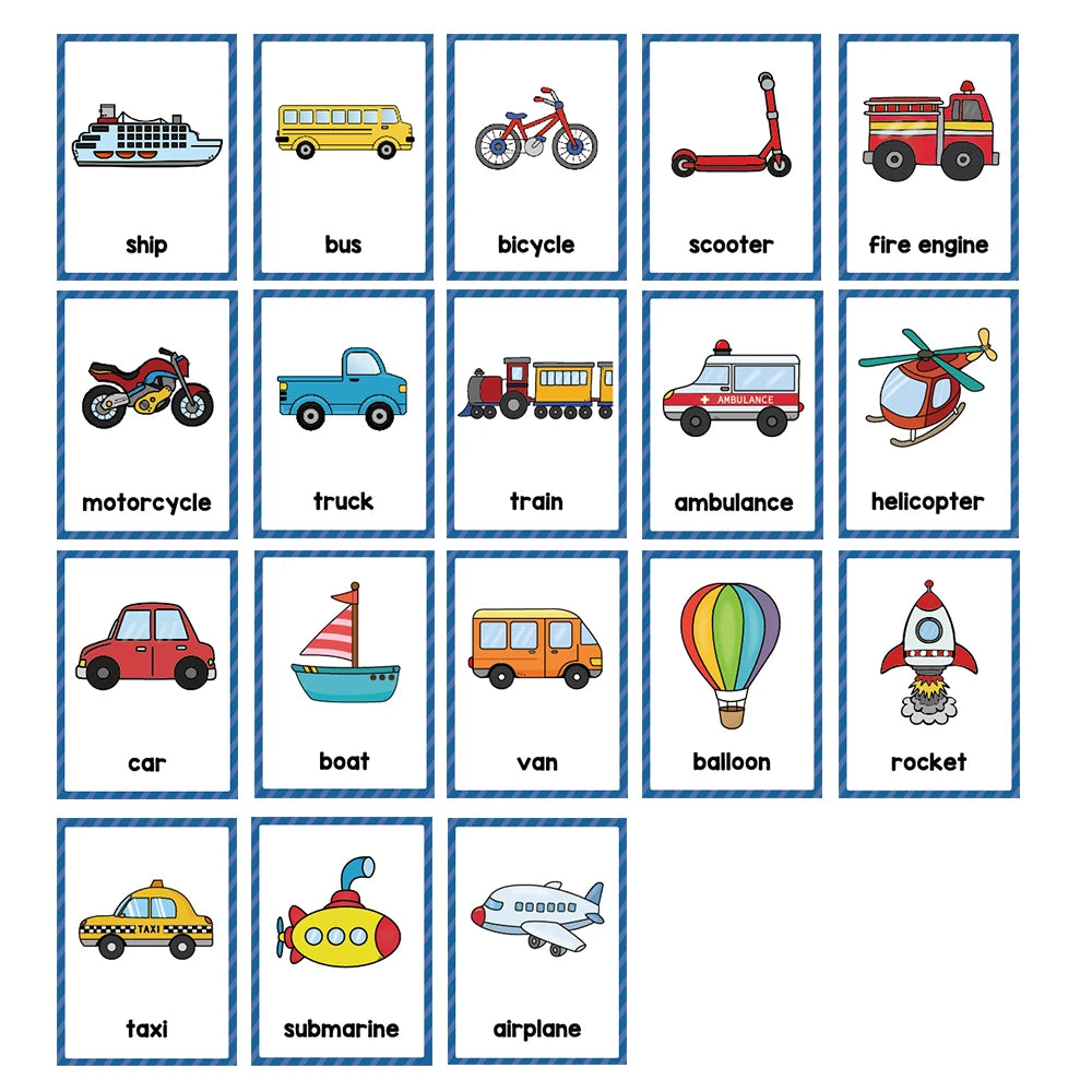 Montessori English Word Learning Cards for Kids
