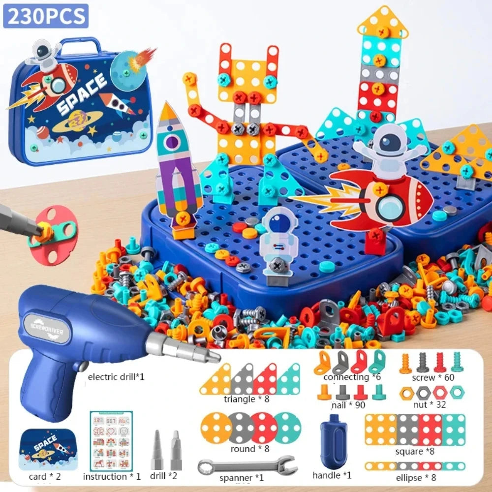 Kids STEM Building Set with Electric Drill and Screwdriver