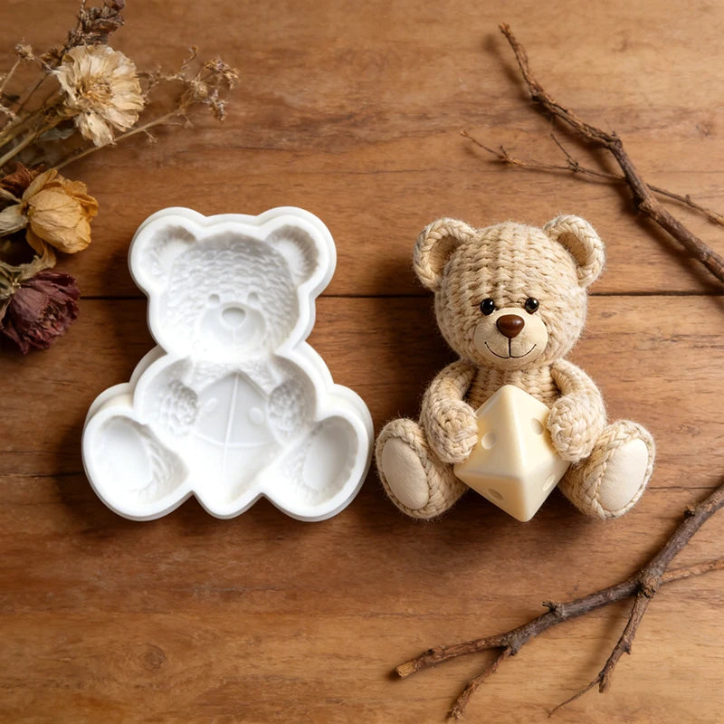 Crochet Texture Teddy Bear Silicone Mold for Resin & Plaster Crafts