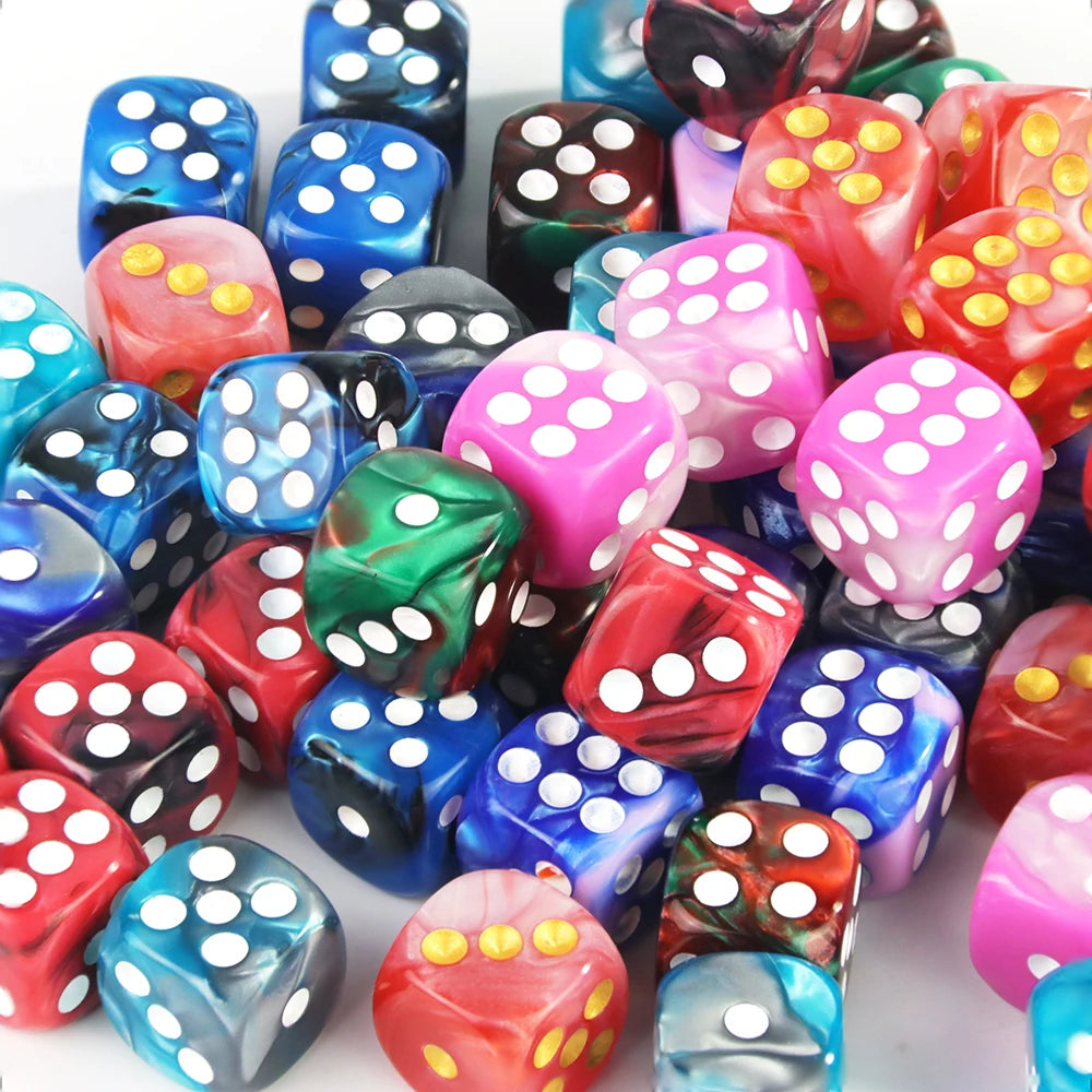 12mm Acrylic Dice Set – Mixed Colors, 10-Pack for Tabletop Gaming