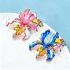 Vintage Pomegranate Flower Brooch with Rhinestone Accents