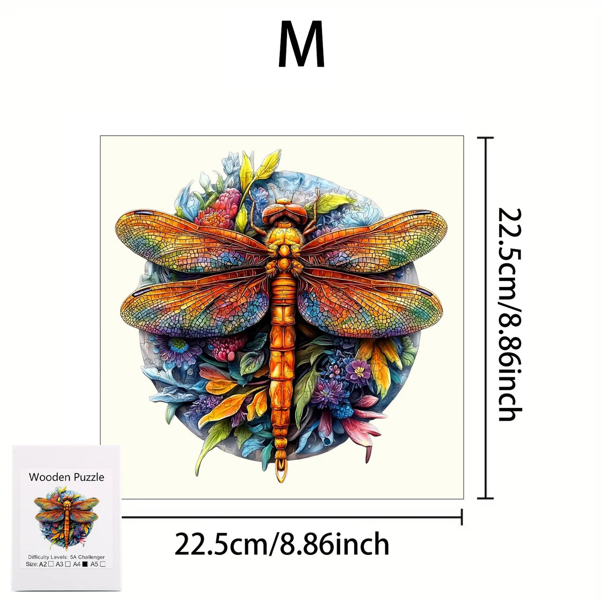 An orange and green insect wooden puzzle featuring unique shapes.