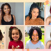 A collage of crochet hair products featuring various styles and colors for black women.