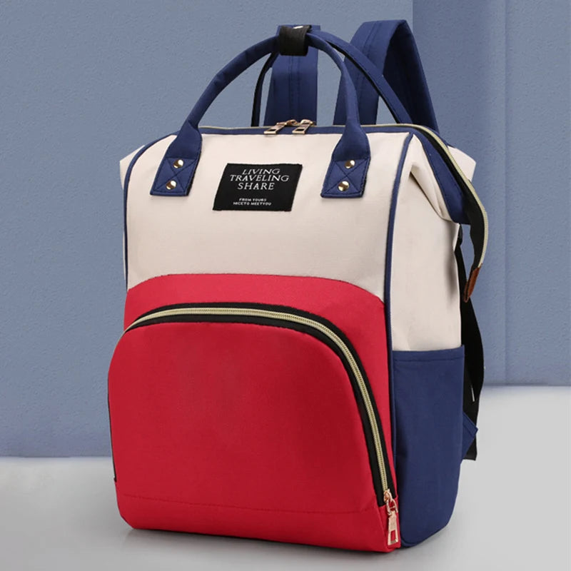 Canvas Baby Diaper Bag with Thermal Bottle Pockets & Hanging Design