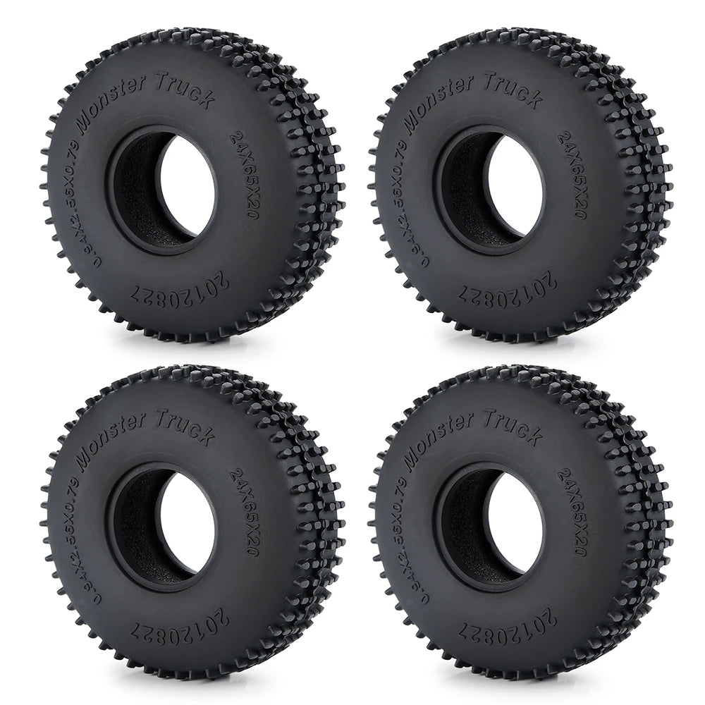 Quatre vues de roues en caoutchouc souple noires pour Monster Truck RC crawler