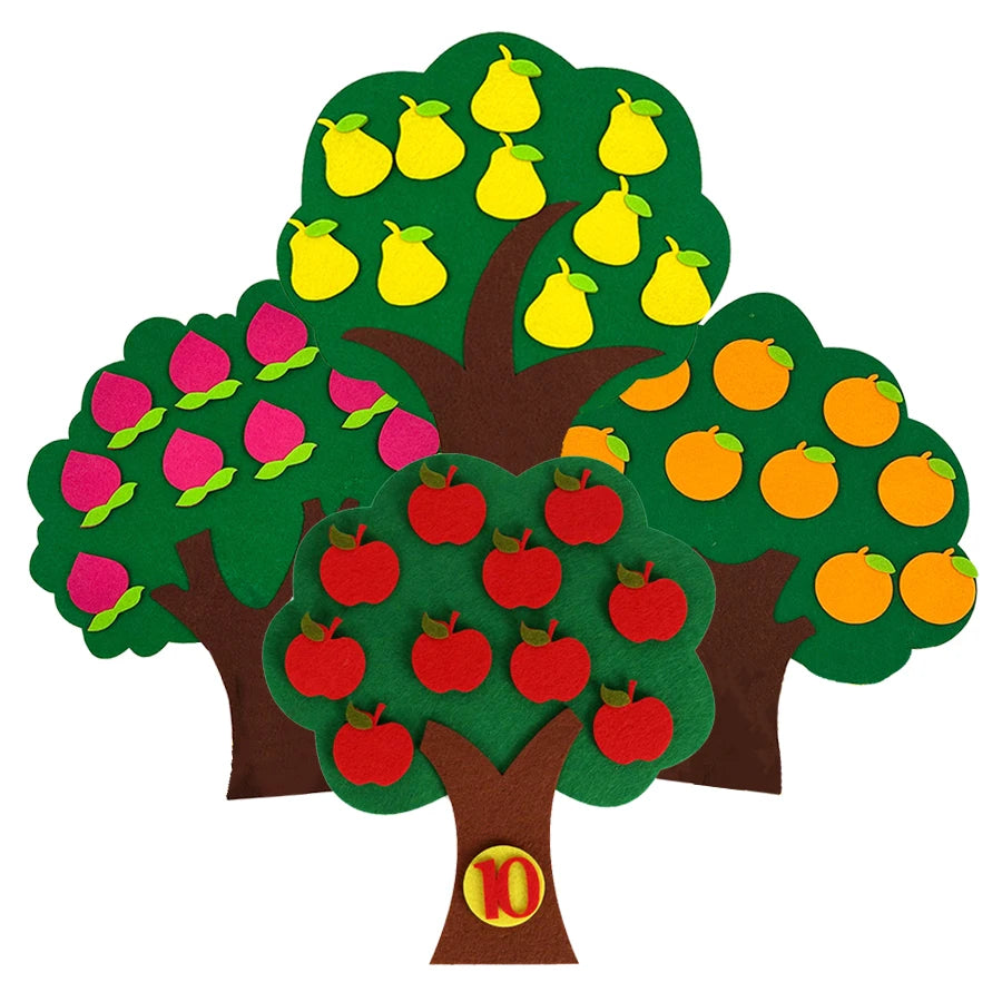 Felt Fruit Tree Puzzle – Color & Number Learning Toy for Kids
