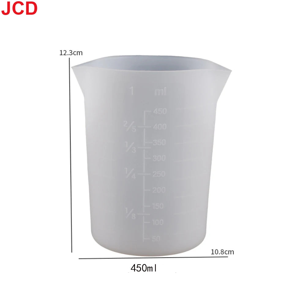 White flexible silicone measuring cup with volume markings and a 12.3cm height.