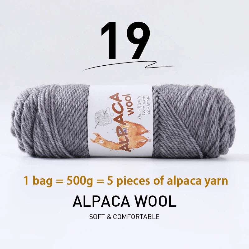 Luxurious Alpaca Wool Blend Yarn — 500g Thick Knitting Yarn