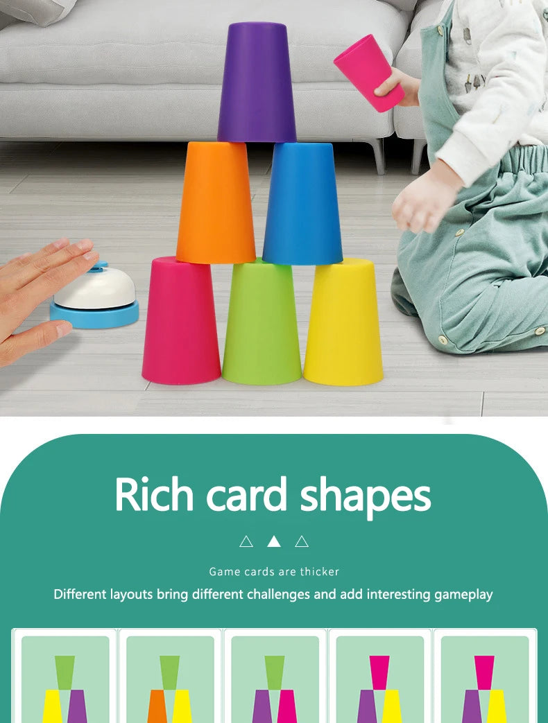 Stack Cup Speed Game with Color Recognition Cards