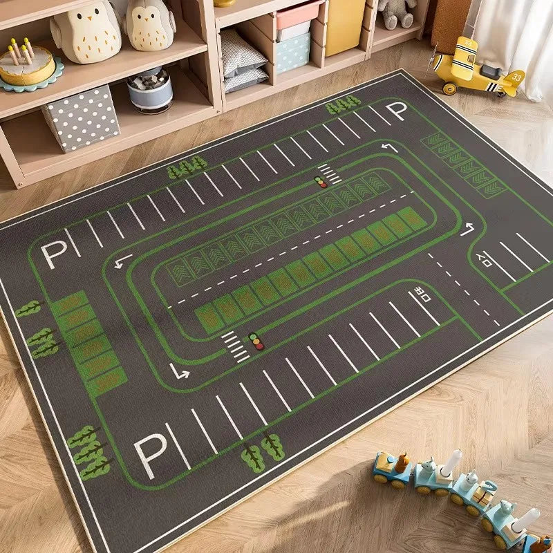 Cartoon City Traffic Play Mat for Kids – Soft & Anti-Slip Decorative Floor Rug