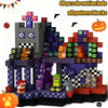 A set of magnetic building blocks depicting a castle structure with various colored and patterned pieces.