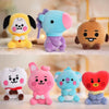 A collection of various cute anime mini plush keychains in pastel colors and soft textures.