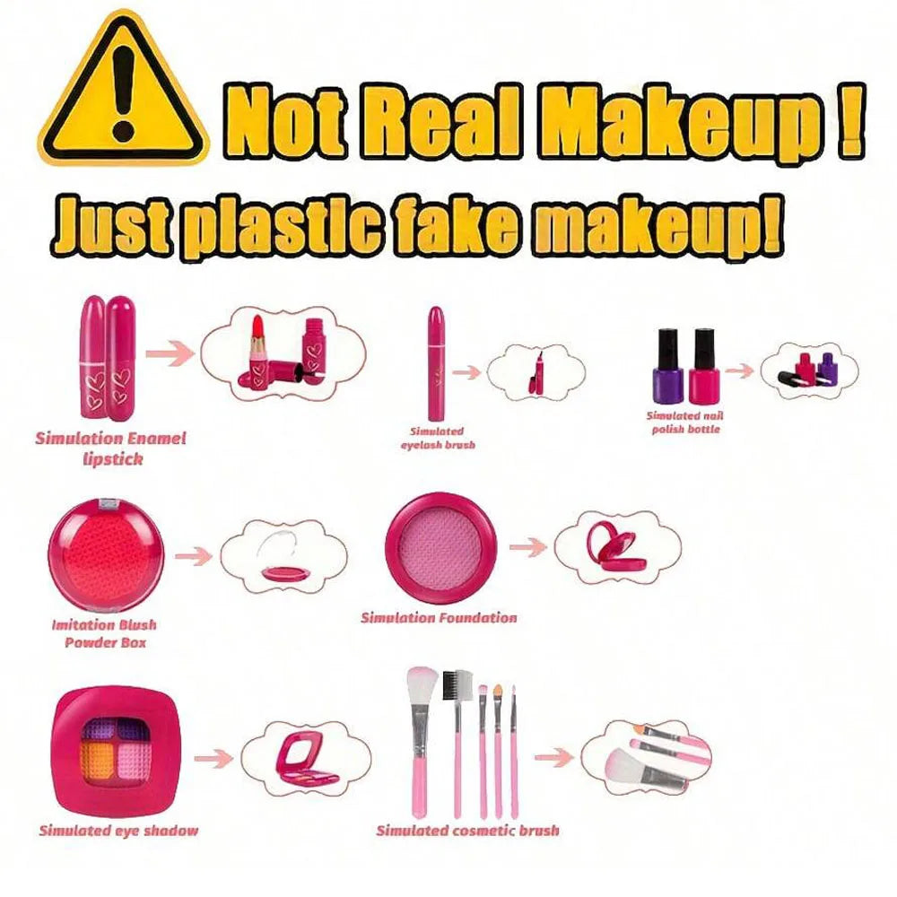 Pretend Play Makeup Kit for Kids with Princess Purse