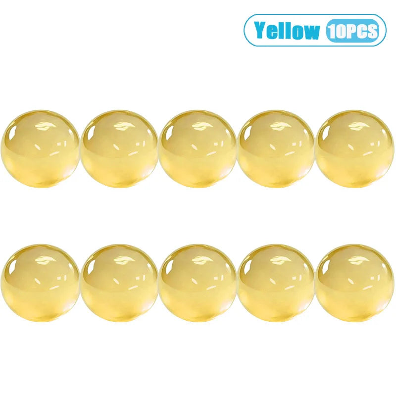 A set of ten yellow silicone squishy stress relief balls.