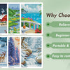 Beginner Diamond Art Kit with 12 Postcard-Style Scenic Designs