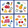 A collection of colorful animal memory match cards featuring various animals like a pig, a bird, and a yellow duck.