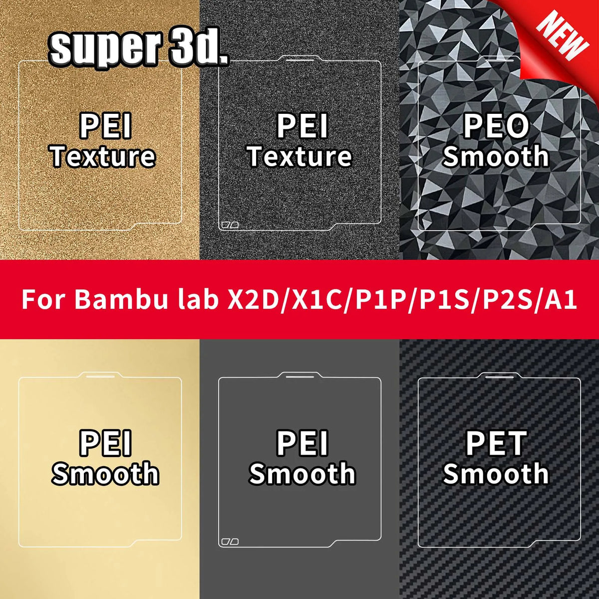 257x257mm Spring Steel Build Plate for Bambu Lab X1, X1C, P1P, P1S & A1