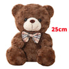 A brown teddy bear plush toy with a checkered bow, measuring 25cm.