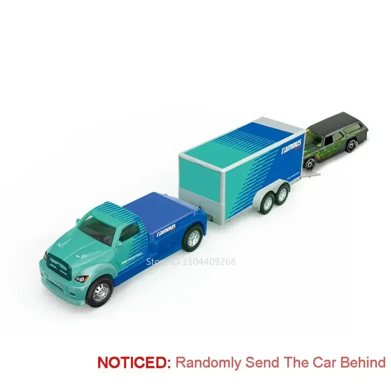 Diecast Metal Container Truck with Trailer – Pull-Back Action