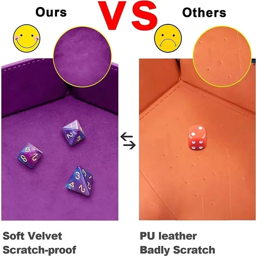 Comparison of a soft velvet scratch-proof tray versus a PU leather badly scratch tray for tabletop games.
