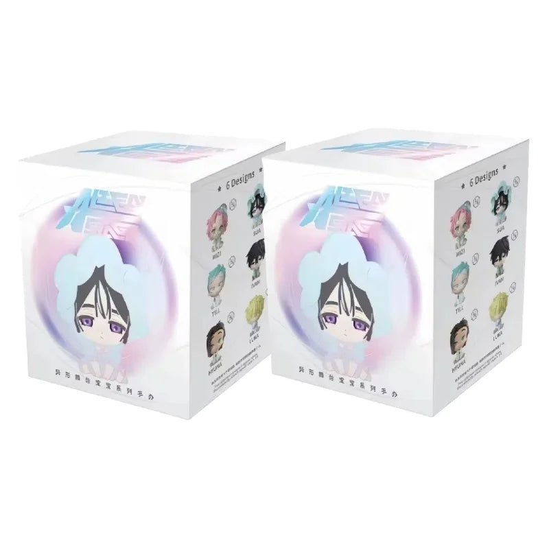A box of Alien Stage blind box mini figure collectibles featuring six different designs.