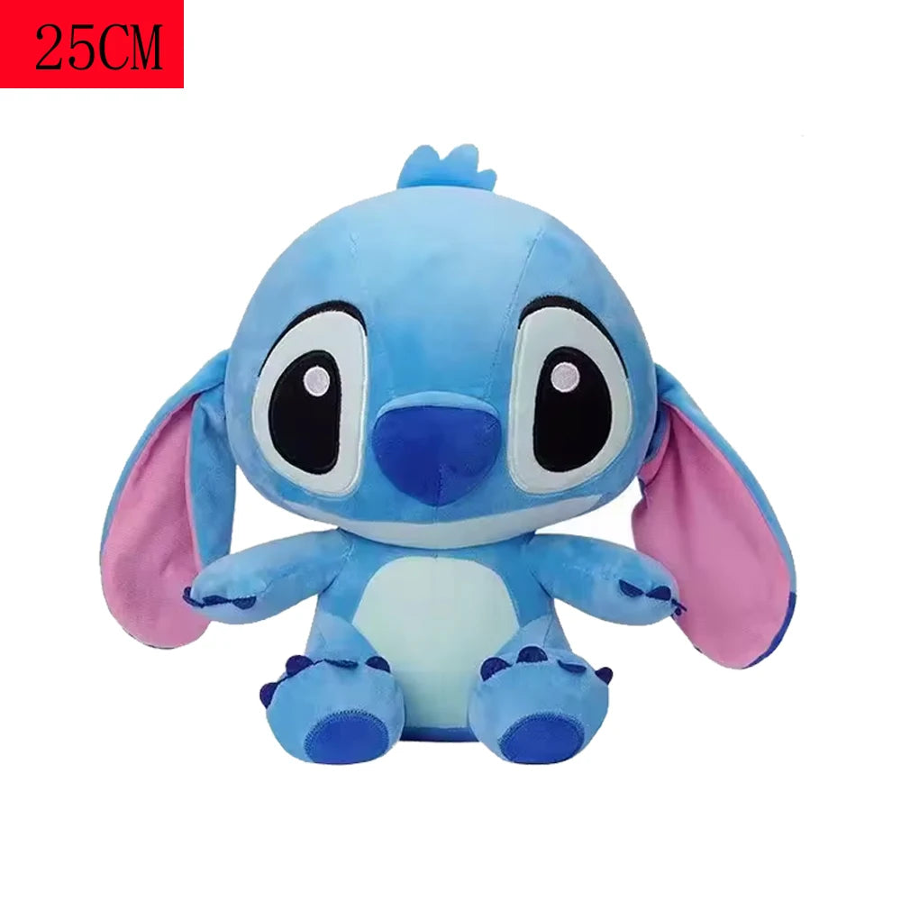 A cute plush figurine of a donkey character with blue and pink ears and light blue body.
