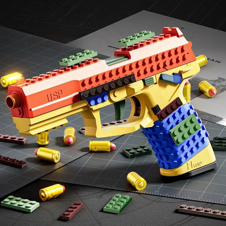 Realistic Building Block Toy Pistol with Shell-Ejecting Action