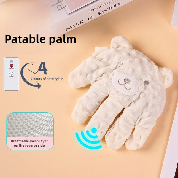 A white, soft elephant-shaped electric clapping baby sleep pillow with a breathable mesh layer on the reverse side.