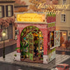 A detailed miniature brick book nook kit featuring a wooden puzzle for dollhouse and shelf décor.