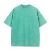 A teal men's retro washed heavyweight cotton oversized casual t-shirt.