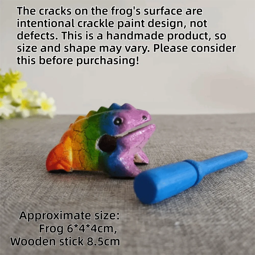 Handcrafted Wooden Frog Guiro Rasp Percussion Instrument