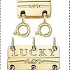 Gold magnetic jewelry clasps for necklaces and bracelets featuring a lucky engraved design