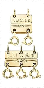 Gold magnetic jewelry clasps for necklaces and bracelets featuring a lucky engraved design