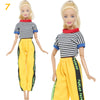 Fashion Doll Outfit Set – Wave Point Dress & Denim Grid Skirt for 11.5–12 Inch Dolls