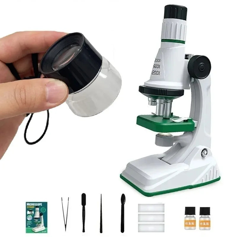 Kids Pocket Microscope with LED Light - 200x to 1200x Zoom for STEM Learning