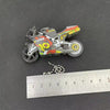 A detailed model of a Ducati motorcycle keychain fidget toy featuring red and yellow accents.