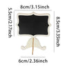 A small wooden chalkboard sign with an easel stand, measuring 8cm wide and 5.5cm high.