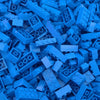 A pile of bright blue building blocks for creative DIY projects.