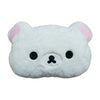 A white Rilakkuma soft plush hand rest pillow with pink ears and black facial features.